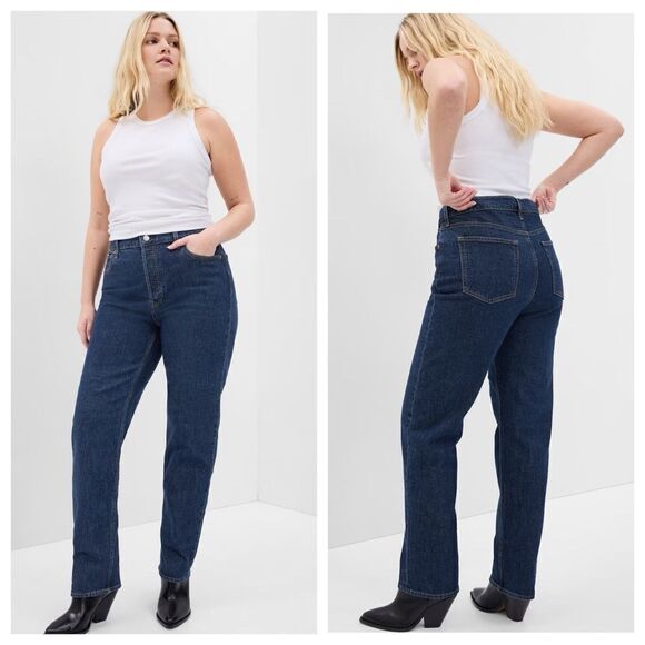 Gap Button Fly High Rise Cheeky Straight Jeans Size 16 R - Picture 1 of 14